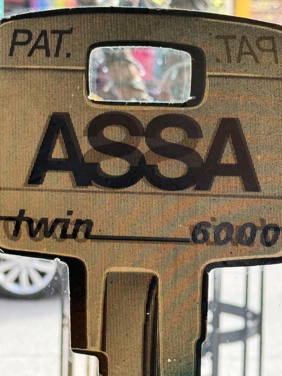 Close-up of a complex key design